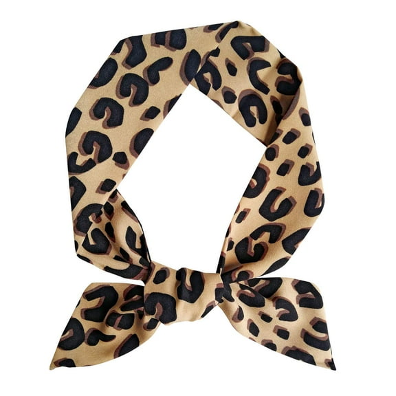 Wowstyle Silk Like Scarf Print Leopard Neck Scarf Stylish Neckerchief for Women Bag Purse Accessory