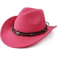thumbnail image 1 of Wowstyle Lightweight Wide Brim Cowboy Hat for Men Women — Cattleman Western Fedora Hat Adjustable Vegan Leather Band Breathable Pink Cowgirl Hat for Rodeo, Country Concert, Halloween Costume, 1 of 8