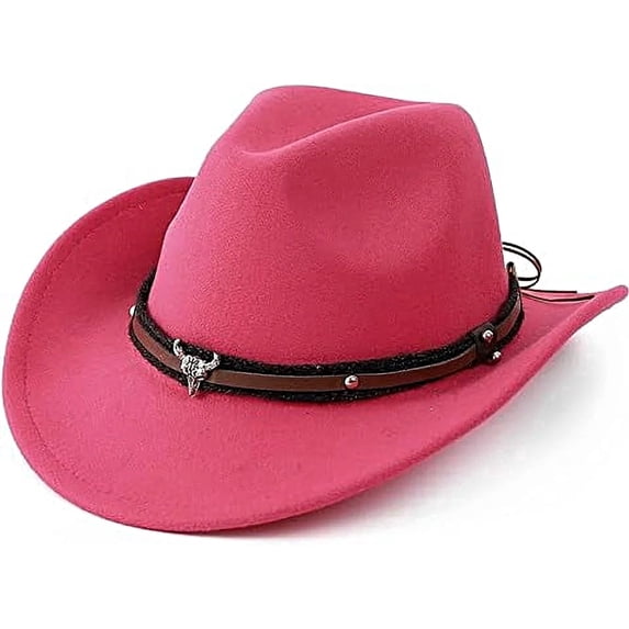 Wowstyle Lightweight Wide Brim Cowboy Hat for Men Women — Cattleman Western Fedora Hat Adjustable Vegan Leather Band Breathable Pink Cowgirl Hat for Rodeo, Country Concert, Halloween Costume