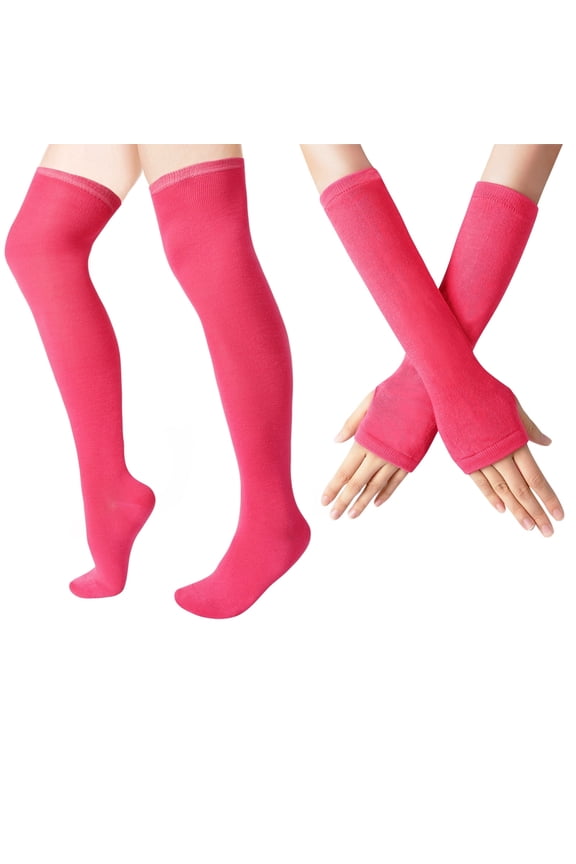 Pink Thigh High Socks for Women Over The Knee Stockings Extra Long Cosplay Costumes Accessories, Valentine's Day Dift