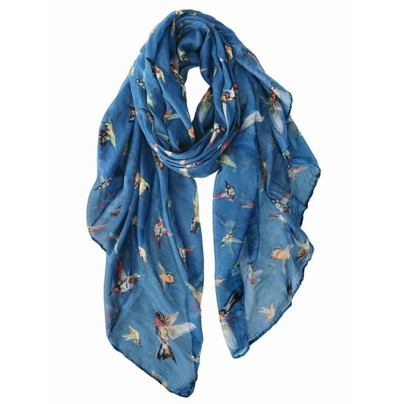 Wowstyle Scarfs for Women Lightweight Floral Birds Print Cotton Fashion Scarves and Wraps for Shawl