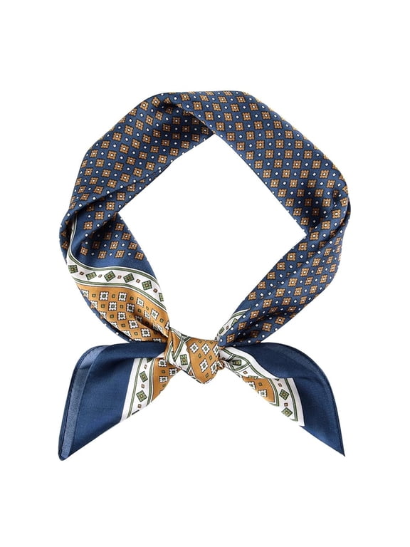 27.5" Silky Polyester Wild Rag Cowboy Scarf Men Satin Bandana Neckerchief Cravat Geometric Print Head Scarf Beard-Friendly Wrinkle-Resistant