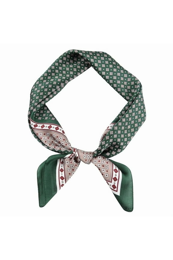 Vintage Silk Feel Square Scarf for Men Satin Bandana Tiny Pattern Print Neckerchief Geometry Head Scarf