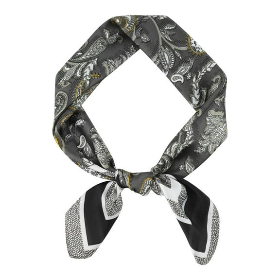 Wowstyle Vintage Silk Feel Square Scarf for Men Satin Bandana Tiny Pattern Print Neckerchief Geometry Head Scarf