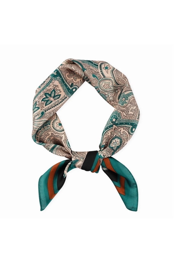 Vintage Silk Feel Square Scarf for Men Satin Bandana Tiny Pattern Print Neckerchief Geometry Head Scarf