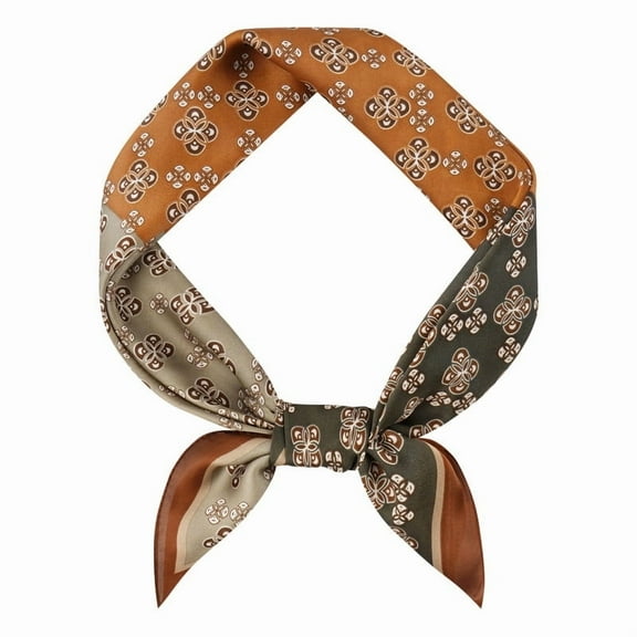 Wowstyle Vintage Silk Feel Square Scarf for Men Satin Bandana Tiny Pattern Print Neckerchief Geometry Head Scarf