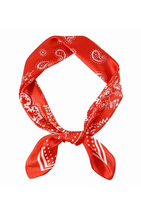 Vintage Silk Feel Square Scarf for Men Satin Bandana Tiny Pattern Print Neckerchief Geometry Head Scarf