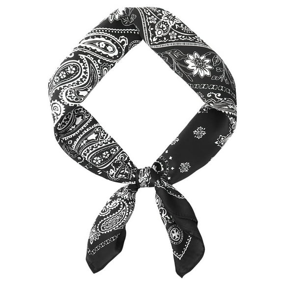 Vintage Silk Feel Square Scarf for Women Satin Bandana Brown Neckerchief Polka Dot Print Head Scarf 27.5''x27.5"