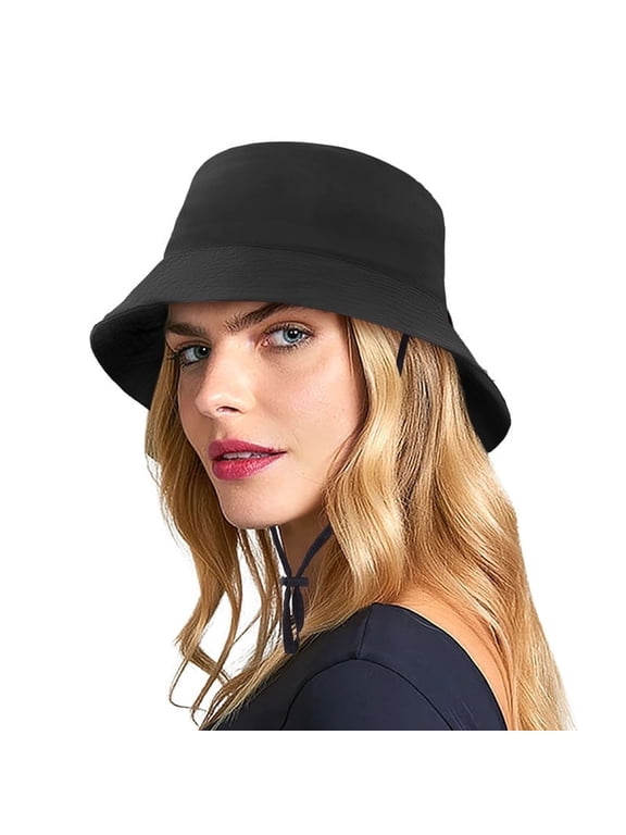 Waterproof Sun UPF 50+ Bucket Hat UV Protection Packable Brimmed Boonie for Women Men Summer Lightweight Hiking Outdoor Cap, Black