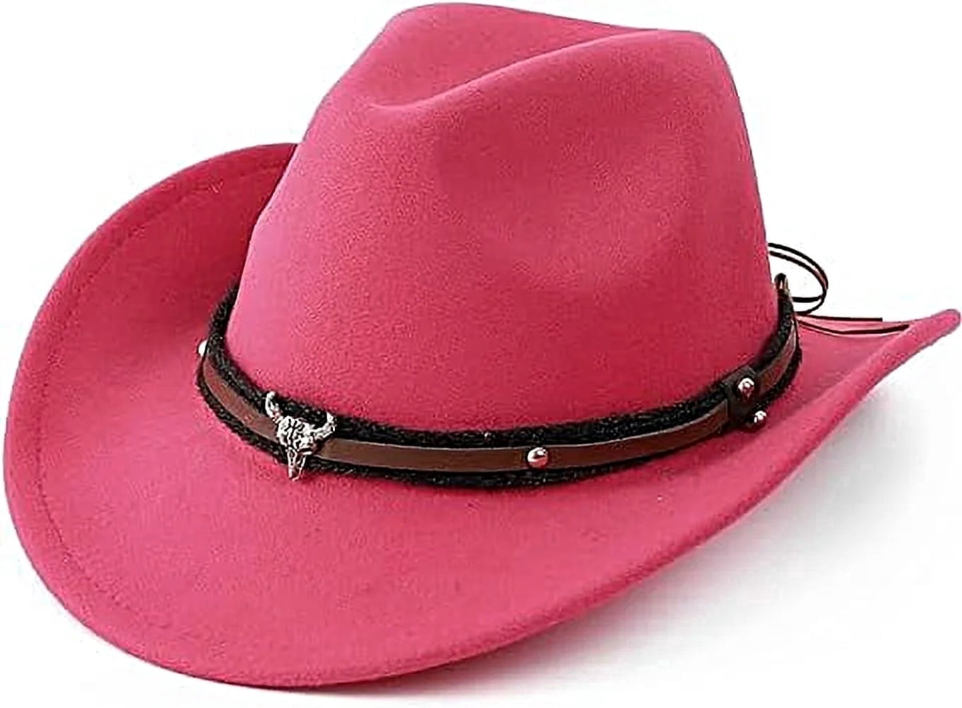 Wowstyle Black Cowboy Hat, Unisex Polyester Felt, Adjustable 