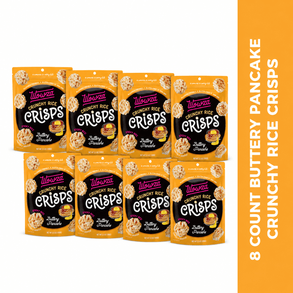 Wowza Buttery Pancake Rice Crisps, Crunchy Rice Chips, 8 Pack, 3.5 oz Bag