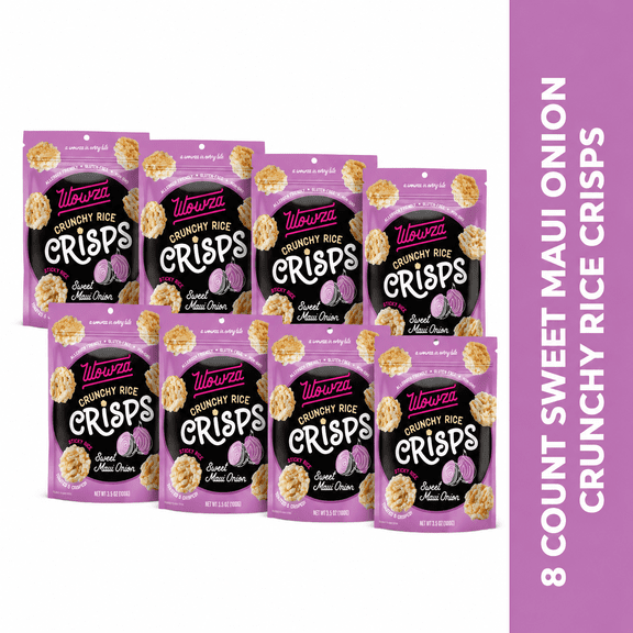 Wowza Sweet Maui Onion Crunchy Rice Crisps, Allergen Free, Gluten-Free, 8 Pack, 3.5 oz