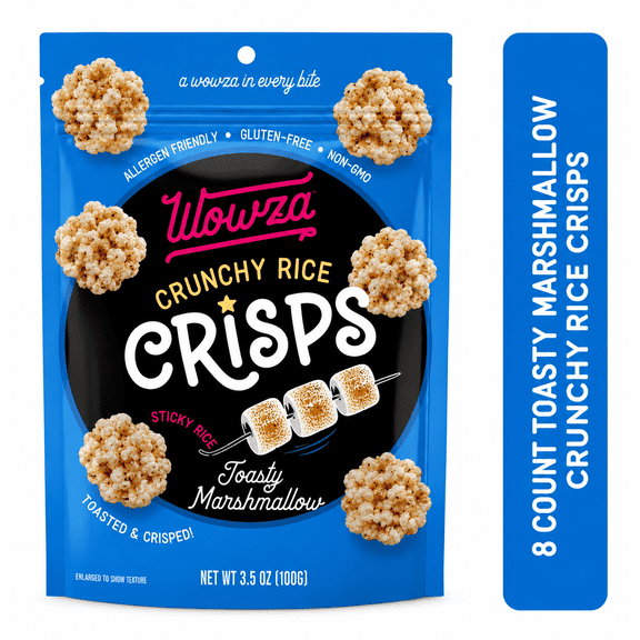 Wowza Toasty Marshmallow Crunchy Rice Crisps, Allergen Free, Gluten-Free, 8 Pack, 3.5 oz