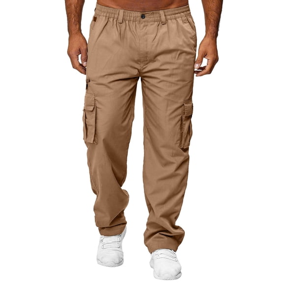 Wozhidaoke Cargo Pants for Men Work Pants for Men for Men Men All Season Fit Pant Pocket Trouser Work Pants for Men Khaki L