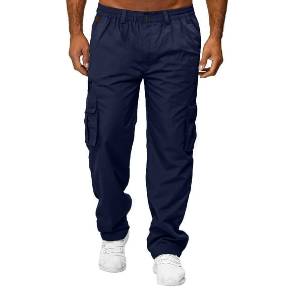 Wozhidaoke Cargo Pants for Men Work Pants for Men for Men Men All Season Fit Pant Pocket Trouser Work Pants for Men Navy 3XL