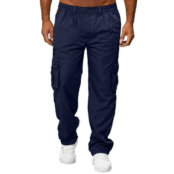 Wozhidaoke Cargo Pants for Men Work Pants for Men for Men Men All Season Fit Pant Pocket Trouser Work Pants for Men Navy L