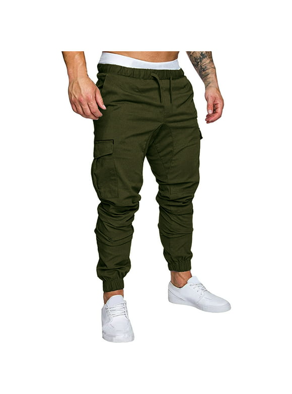 Wozhidaoke Cargo Pants for Men Work Pants for Men for Men Men Fashion Casual Short Trouser Pure Colour Jean With Work Pants for Men Army Green M