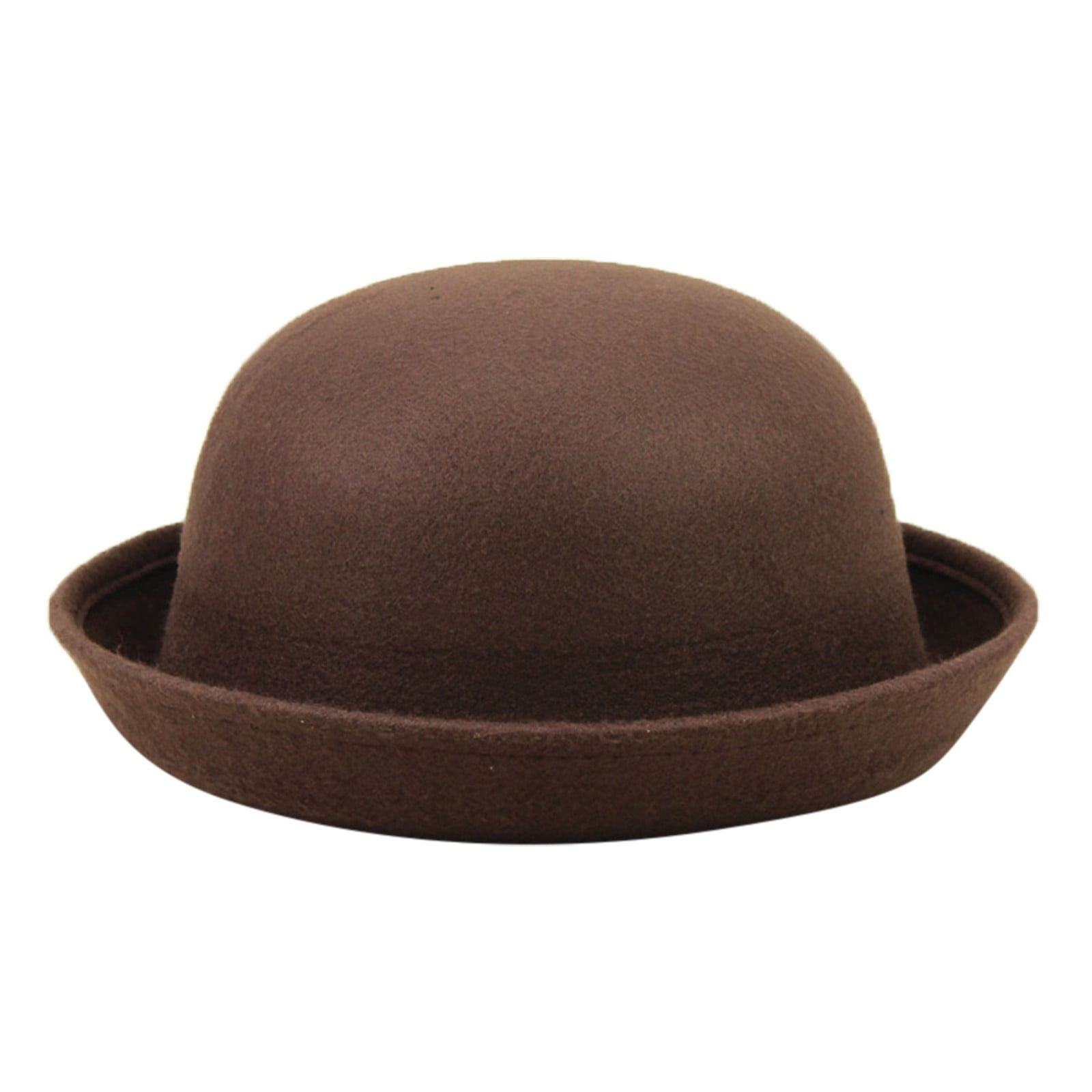 Wozhidaoke Elegant Adults Solid Hat Roll Up Brim Panama Bowler Hat ...