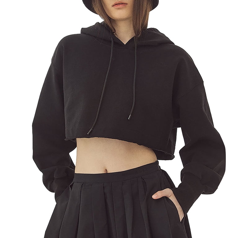 Wozhidaoke Hoodie Hooded Short Hoodie Crop Street Casual Fashion 