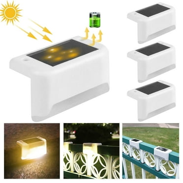 Wozhidaoke Led Strip Lightsled Solar Deck Lights Outdoor 4 Pack Solar Step Lights Waterproof Led Solar Lights for Outdoor Stairs Step Fence Yard And Patio Led Lights for Bedroom卧室用Led Yellow 9*9*7