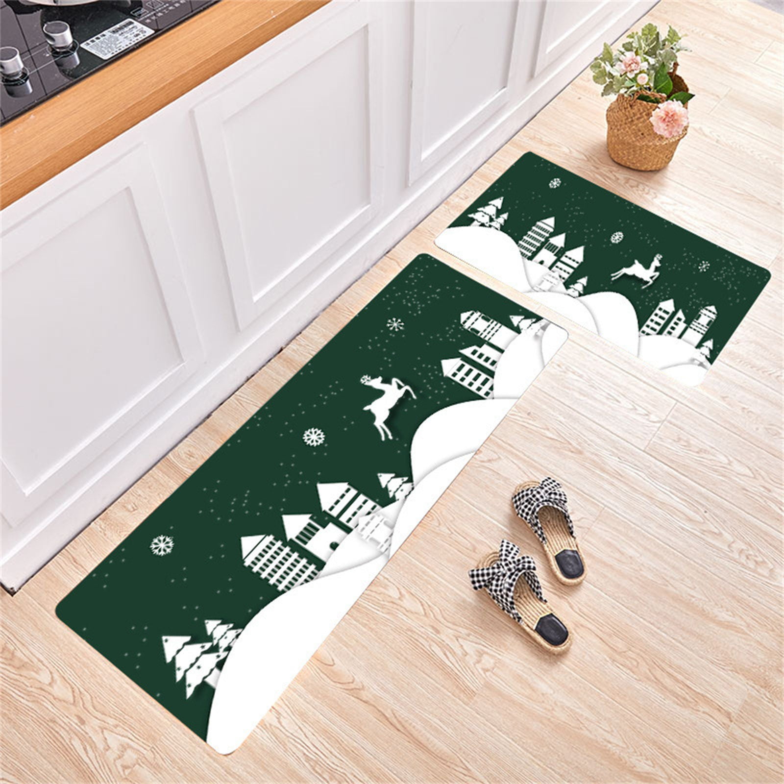 Wozhidaoke Outdoor Rug 2 Piece Non Slip Kitchen Mat Runner Rug Set