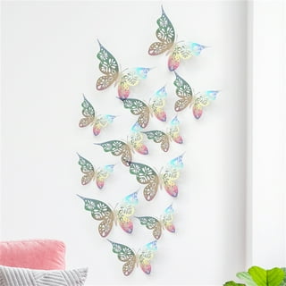 24/12pcs 3D LED Butterfly Wall Stickers Lights Wall Stickers, EEEkit Colorful Removable Simulation Butterfly Luminous Wall Stickers for Kids Baby Boy