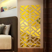 Wozhidaoke Peel And Stick Wallpaper 32Pcs 3D Mirror Acrylic Wall Sticker Diy Art Vinyl Decal Home Decor Removable Gold Peel And Stick Floor Tile Wall Decor Wall Art Wallpaper Gold 19*17*5 Gold