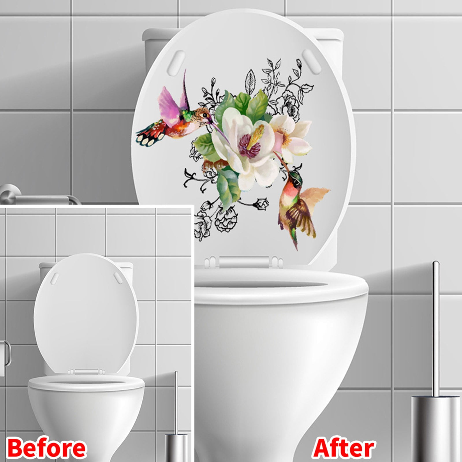 Wozhidaoke Peel And Stick Wallpaper Self Adhesive Flower Bird Toilet ...