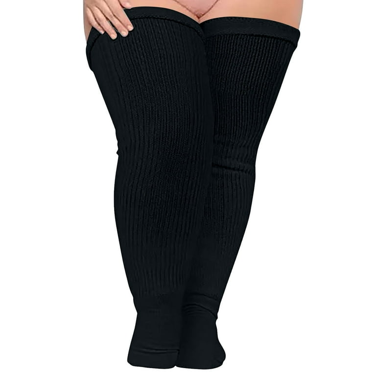 Wozhidaoke Thigh High Stockings Women Soild Plus Size Over Knee