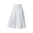 thumbnail image 1 of Wozhidaoke Wide Leg Pants Women's Summer Thin High Waist Slim Covering Six Piece Bell Bottoms, White +S, 1 of 3