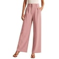 thumbnail image 1 of Wozhidaoke Wide Leg Pants Women's Trousers Solid Color Thin Pocket High Waist Casual Pants Suit Pants Bell Bottoms Womens Trousers Slacks for Women, Pink +L, 1 of 8