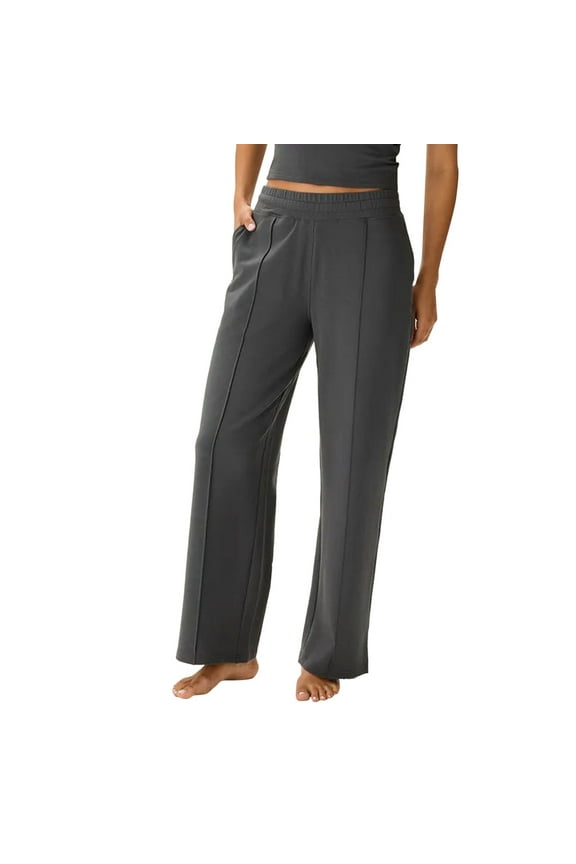 Women'S Pants Women's Autumn/Winter Solid Color Casual Straight Mid Waist Cotton Pants Womens Trousers Slacks for Women, Black +L