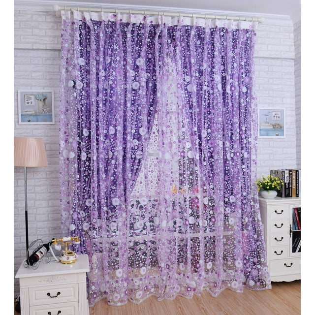 Wozhidaoke blackout curtains for bedroom Door Purple Divider Voile