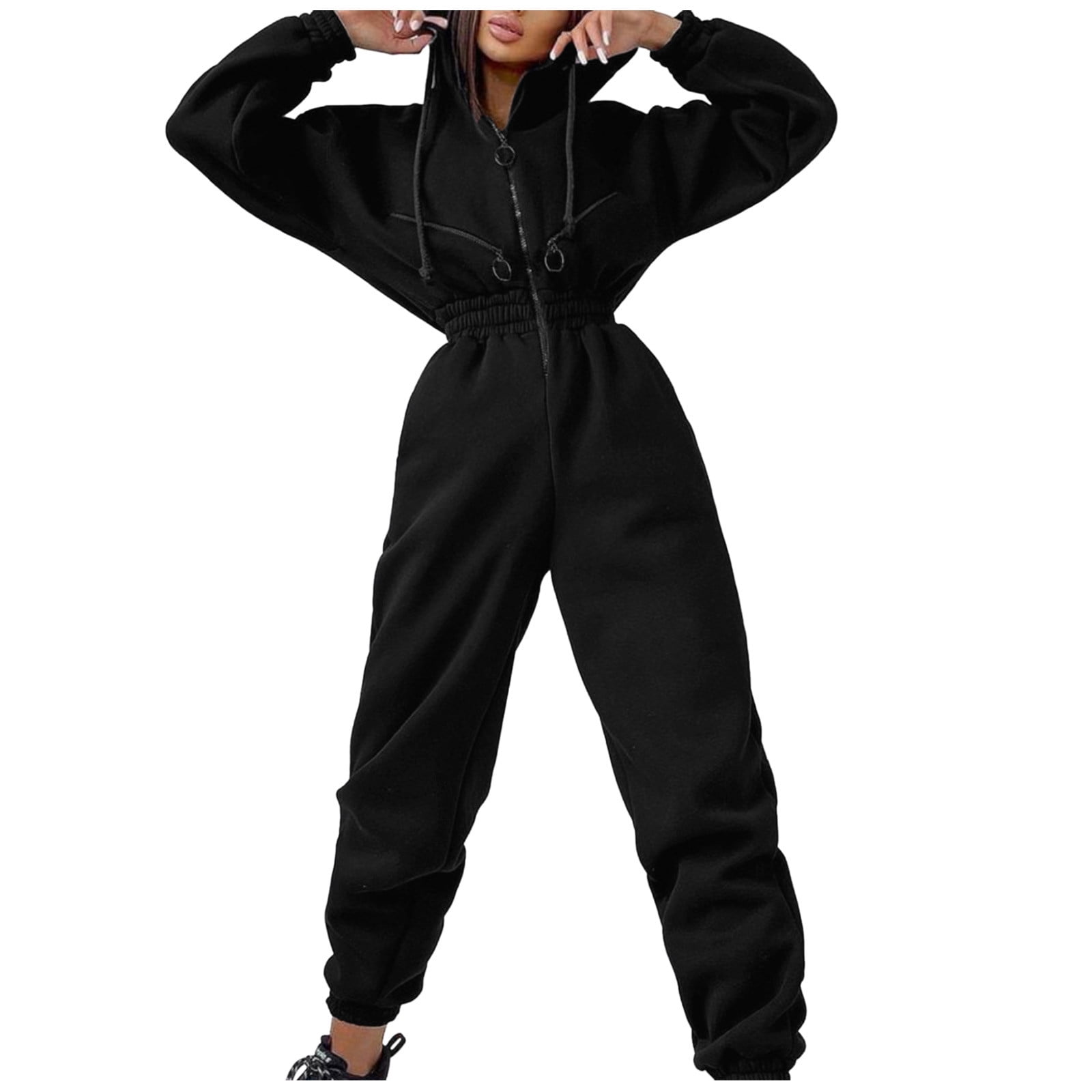 Wozhidaoke jumpsuits for women Girl Thin Long Sleeve Slim Waist Hoodie