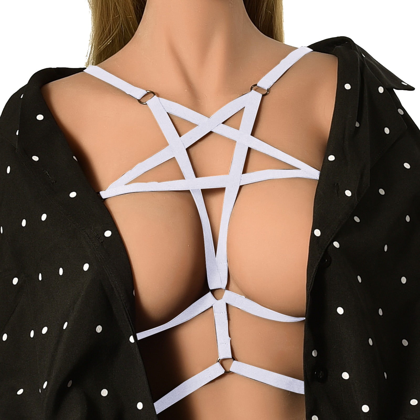 Wozhidaoke ladies intimates strappy sports bra Bras for Women Bra Strap  Hollowed Out Five Pointed Star Harness Underwear Underwear Women White 3XL  