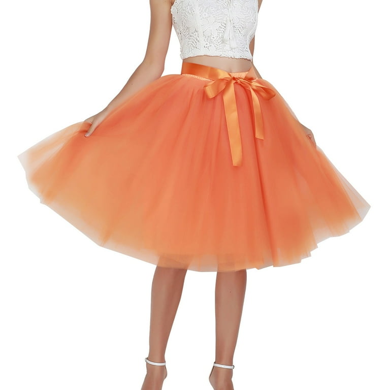 Womens orange shop tulle skirt