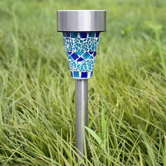 Wozhidaose Floor Lamp Solar Powered Mosaics Stake Lights Stainless Steel Garden Border Night Lanterns Lamp