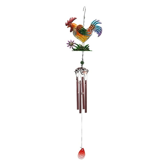 Wozhidaose Room Decor Metal Rooster Wind Chimes Metal Chicken Crafts Painted Decorative Bell Pendants Wind Chimes for Outside