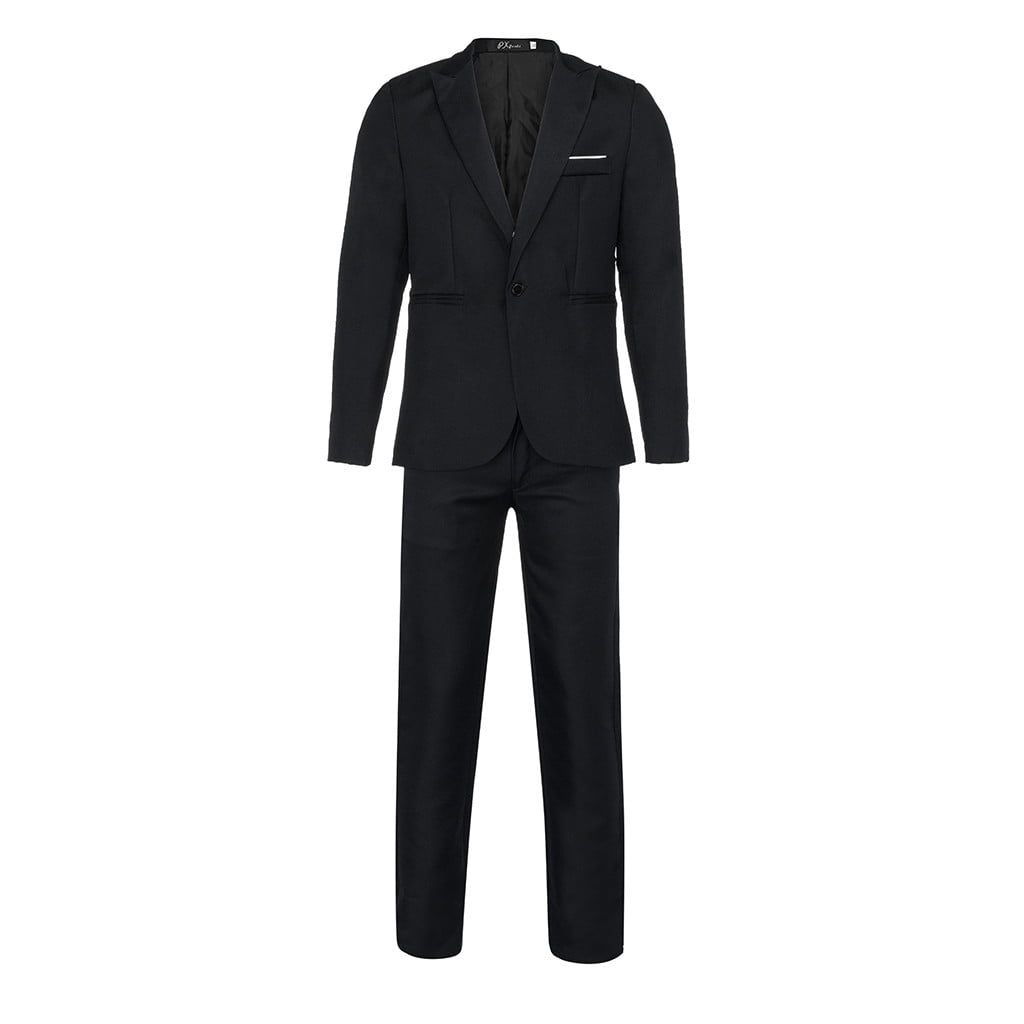Wozhidaose Suits for Men Men's Slim Button Suit Pure Color Dress Blazer ...