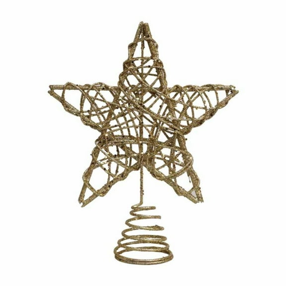 Wozhilaka Christmas Decor Sparkling Christmas Tree Delicate Star Tree Toppers Miniature Christmas Tree Decor Rattan Circle Tree Top Star Christmas Tree Decorated with Five Pointed Star Tiny Home Decor