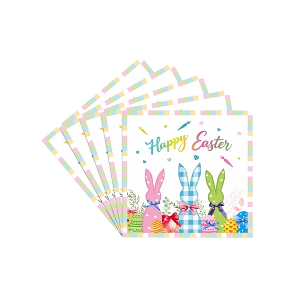 Wozhuo Colored Easter Bunny Themed Dinnerware Set Egg Holiday Decoration Disposable Tableware. Easter Home Decor