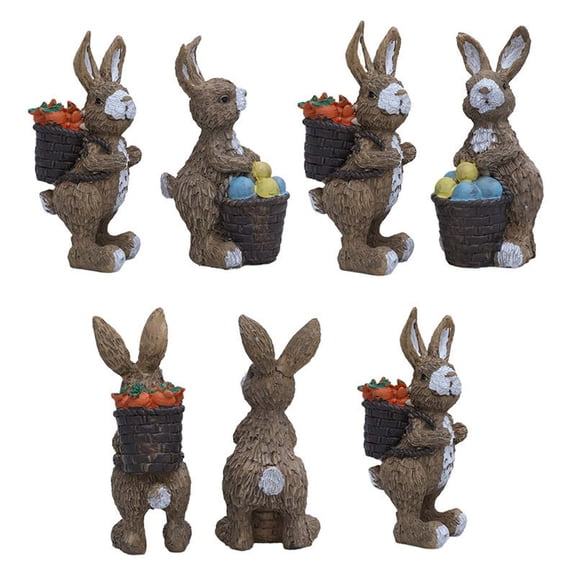 Wozhuo Easter Bunny Ornaments, Brown Rabbit Figurines, Resin Tabletop Decor for Spring
