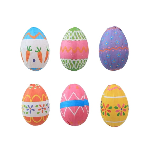 Wozhuo Easter Egg Hanging Ornaments Set of 6 Creative Patterned Decor for Easter Scene