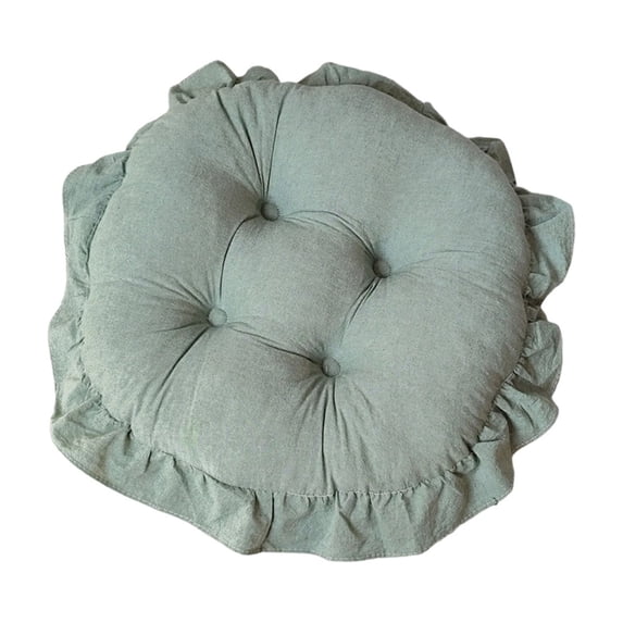 Wozhuo Round Velvet Chair Cushion 45cm with Ruffle Strap for Office Outdoor