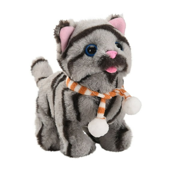 WozhuoToy Walking Barking Toy Cat, Plush Puppy Electronic Interactive Toys for Kids, Shake Tail,Pretend Dress Up Realistic Stuffed Animal Cat Age 3 4 5 6+ Years Old Best Gift