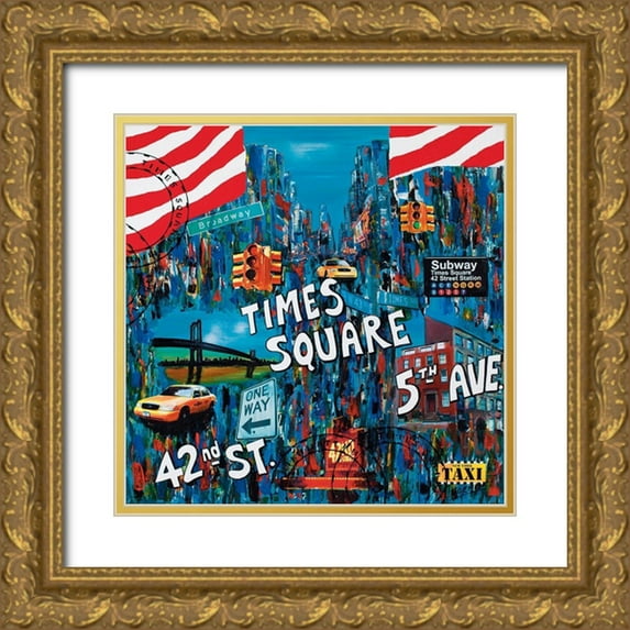 Wozniak, Sophie 12x12 Gold Ornate Wood Framed with Double Matting Museum Art Print Titled - Times Square 5th avenue