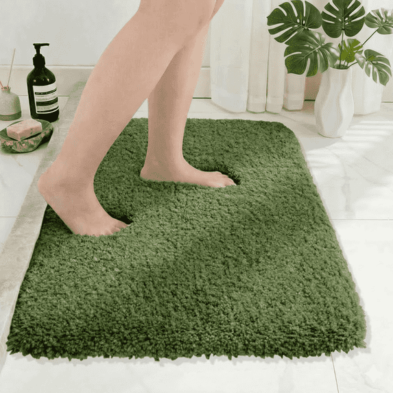 Wozola Green Bathroom Rugs Mat, Soft Absorbent Microfiber Bath Rugs, Non Slip, Machine Washable Bath Mats for Bathroom Floor, Tub and Shower, Home Decor Accessories, 16" × 24"