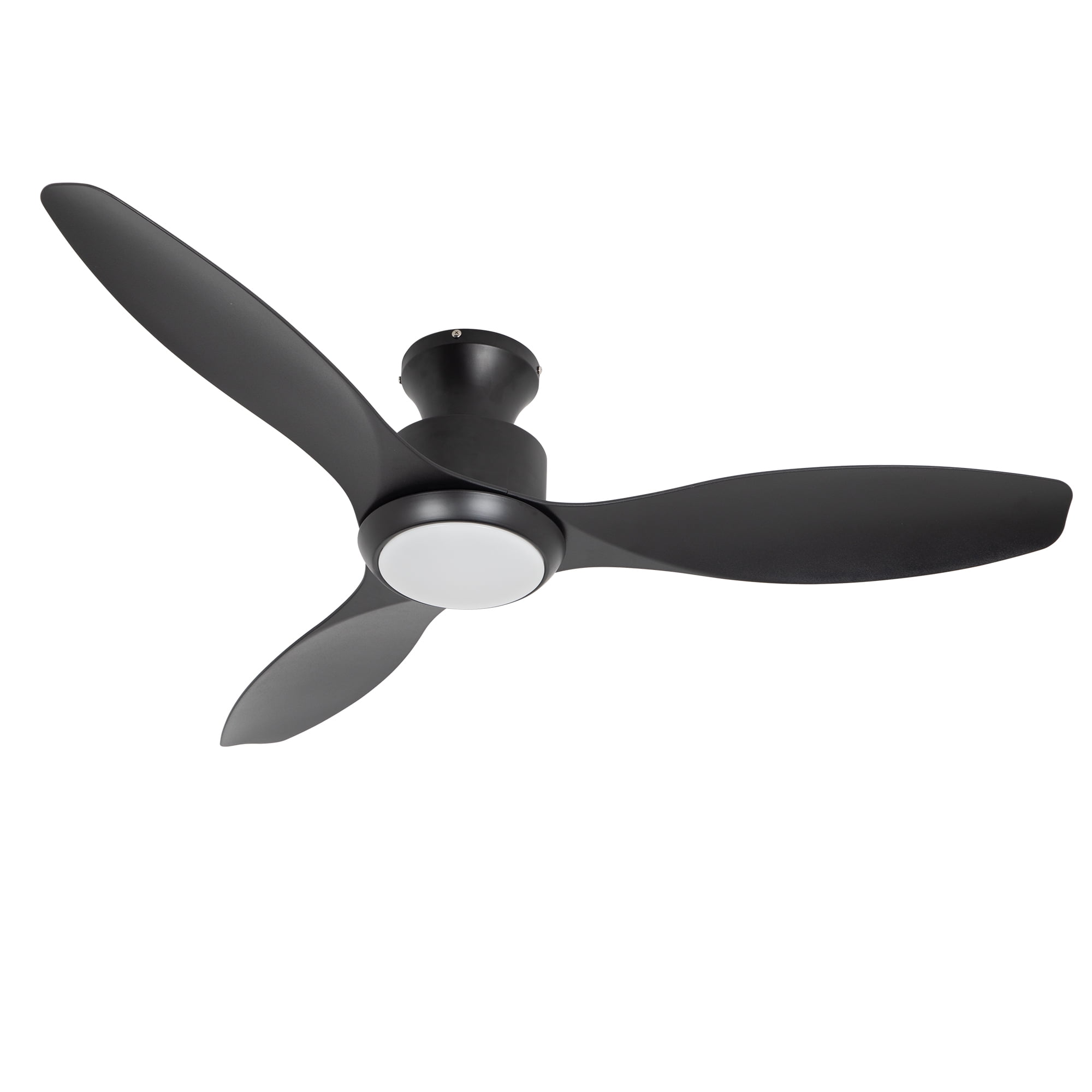 Wozzio 52’’ Indoor Outdoor Ceiling Fan with Light and Remote Control, 3 Black Blades, Silent Reversible DC Motor, Light Memory Function, 6-speed Airflow for Bedroom/Living Room, etc.