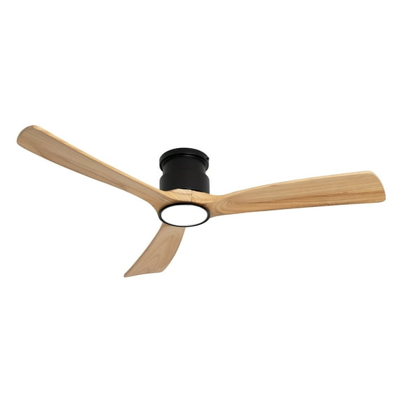 Wozzio 52'' Natural Log Recessed Mount Ceiling Fan Light with Lighting And Remote Control, Log Colour Wooden Fan Blade, Silent Reversible DC Motor, Light Memory, 6 Speed