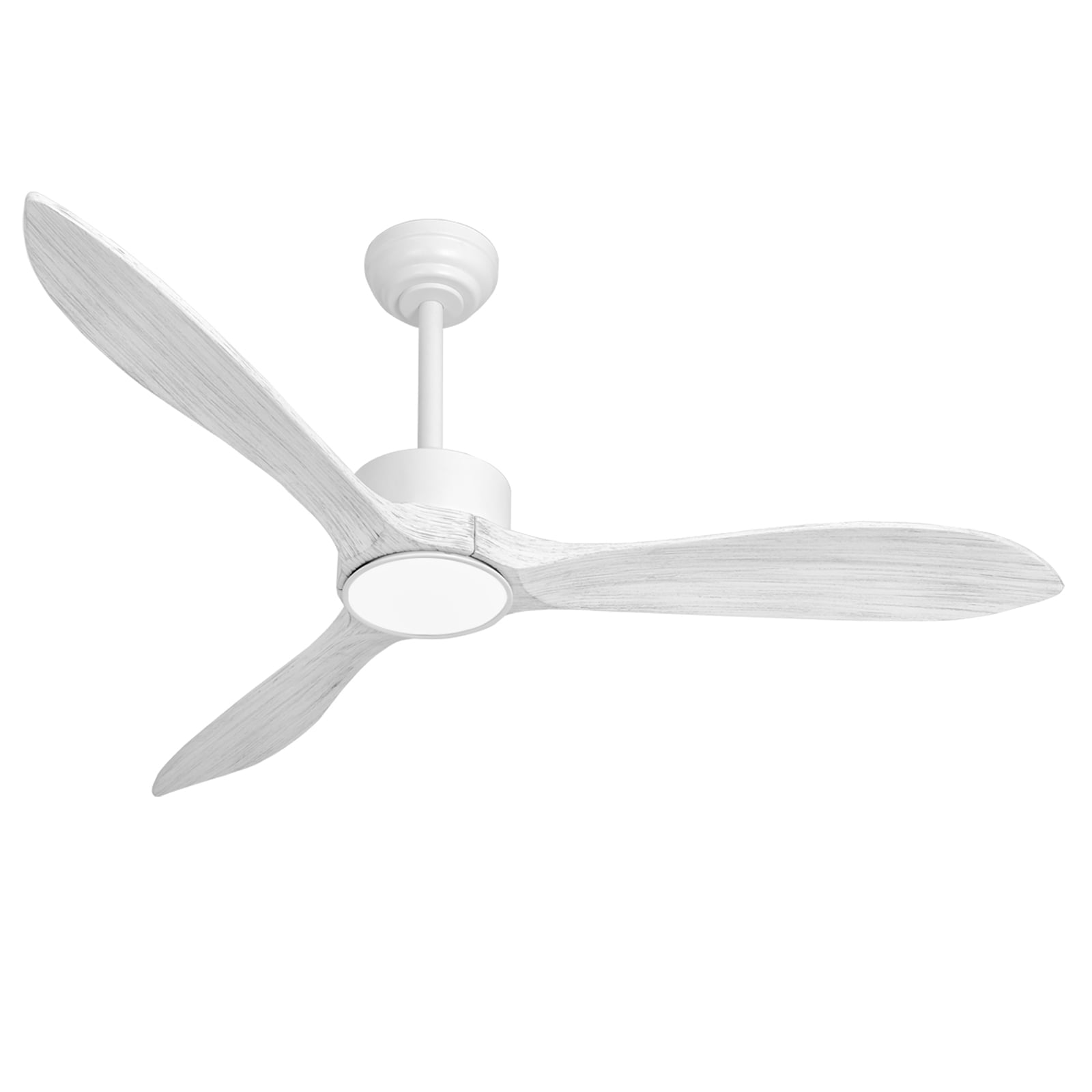 Wozzio 52 inch Ceiling Fan with Light and Remote,DC Motor,3CCT Dimmable LED Light,3 Grain White Wood Blades,Indoor \u0026 Outdoor
